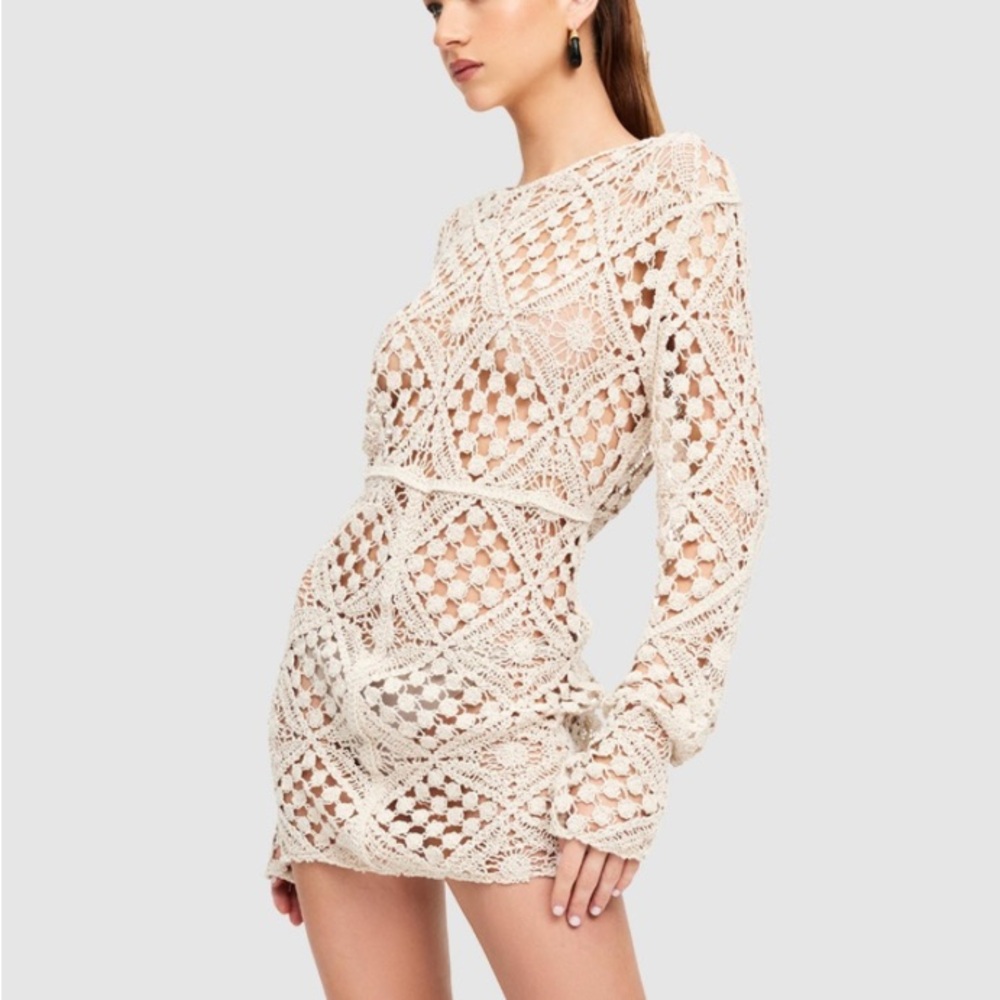 Lioness Cream Crochet Swim Coverup